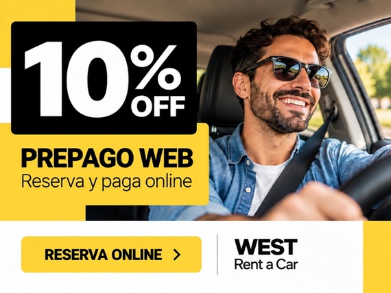 WEST Rent a Car: 10% de descuento con prepago web. Reserva y paga online.